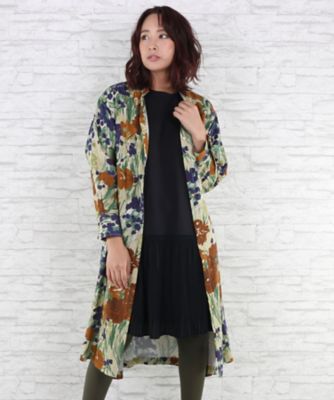 ＜サブストリート マイスタンダード/SAB STREET MY STANDARD＞ 大きいサイズ OMI フラワープリントシャツワンピース(33-30-7982)(クローバー) ベージュ(23) 【三越・伊勢丹/公式】