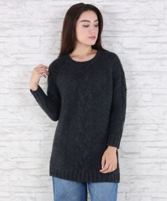 【SALE（伊勢丹）】＜サブストリート マイスタンダード/SAB STREET MY STANDARD＞ 大きいサイズ <tinsels(ティンセル)>ケーブル編みニットワンピース(33-35-7438)(クローバー) チャコール(10) 【三越・伊勢丹/公式】