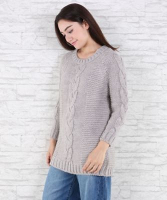 【SALE（伊勢丹）】＜サブストリート マイスタンダード/SAB STREET MY STANDARD＞ 大きいサイズ <tinsels(ティンセル)>ケーブル編みニットワンピース(33-35-7438)(クローバー) ベージュ(22) 【三越・伊勢丹/公式】