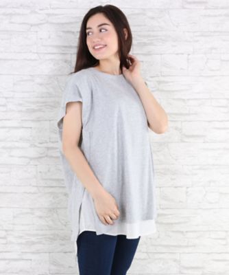 【SALE（伊勢丹）】＜サブストリート マイスタンダード/SAB STREET MY STANDARD＞ 大きいサイズ レイヤード風チュニックワンピース(33-36-7925)(クローバープラス) 杢グレー(10) 【三越・伊勢丹/公式】