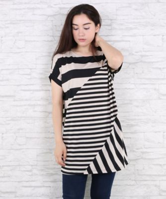 【SALE（伊勢丹）】＜サブストリート マイスタンダード/SAB STREET MY STANDARD＞ 大きいサイズ エスパンディボーダー切替チュニックワンピース(33-36-7958)(クローバープラス) ベージュ(23) 【三越・伊勢丹/公式】