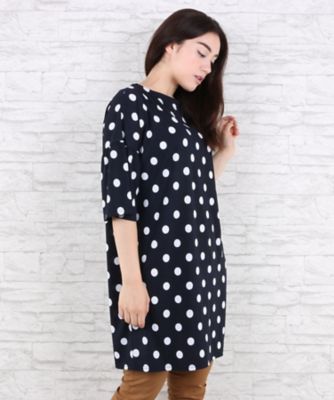 【SALE（伊勢丹）】＜サブストリート マイスタンダード/SAB STREET MY STANDARD＞ 大きいサイズ エスパンディドットスリーブフレアチュニックワンピース(33-36-7966)(クローバープラス) ネイビー(43) 【三越・伊勢丹/公式】