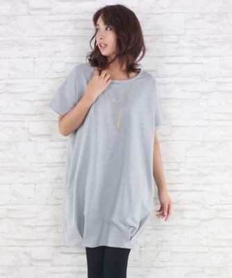 ＜サブストリート マイスタンダード/SAB STREET MY STANDARD＞ 大きいサイズ ミニ裏毛フェイクネックレス付ワンピース(33-36-8007)(クローバープラス) 杢グレー(10) 【三越・伊勢丹/公式】
