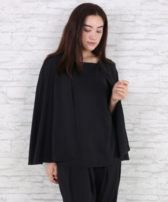 ＜サブストリート マイスタンダード/SAB STREET MY STANDARD＞ 大きいサイズ 【la farfa 9月号掲載商品】3WAYジョーゼットマントブラウス(33-40-5232)(クローバー) ブラック(00) 【三越・伊勢丹/公式】