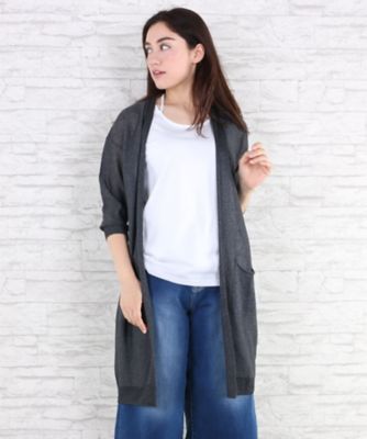 【SALE（伊勢丹）】＜サブストリート マイスタンダード/SAB STREET MY STANDARD＞ 大きいサイズ ラメ入り着流しカーディガン(33-53-0386)(クローバープラス) チャコール(10) 【三越・伊勢丹/公式】