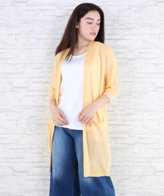 【SALE（伊勢丹）】＜サブストリート マイスタンダード/SAB STREET MY STANDARD＞ 大きいサイズ ラメ入り着流しカーディガン(33-53-0386)(クローバープラス) イエロー(50) 【三越・伊勢丹/公式】