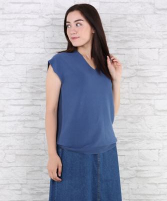 ＜サブストリート マイスタンダード/SAB STREET MY STANDARD＞ 大きいサイズ 強撚コットンVネックプルオーバー(33-54-0433)(クローバー) ブルー(41) 【三越・伊勢丹/公式】