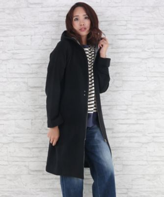 ＜サブストリート マイスタンダード/SAB STREET MY STANDARD＞ 大きいサイズ ダンボールニットフード付ロングカーディガン(33-60-0612)(クローバー) ブラック(00) 【三越・伊勢丹/公式】