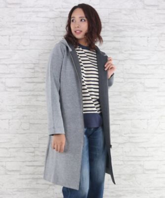 ＜サブストリート マイスタンダード/SAB STREET MY STANDARD＞ 大きいサイズ ダンボールニットフード付ロングカーディガン(33-60-0612)(クローバー) 杢グレー(11) 【三越・伊勢丹/公式】
