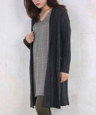 ＜サブストリート マイスタンダード/SAB STREET MY STANDARD＞ 大きいサイズ ワイドテレコ着流しカーディガン(33-60-0624)(クローバー) 杢チャコール(13) 【三越・伊勢丹/公式】