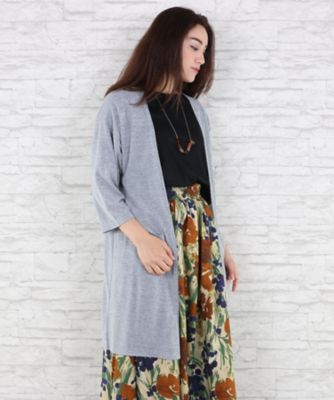 ＜サブストリート マイスタンダード/SAB STREET MY STANDARD＞ 大きいサイズ 麻タッチ着流しロングカーディガン(33-60-0630)(クローバー) 杢グレー(10) 【三越・伊勢丹/公式】