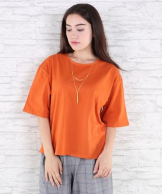 ＜サブストリート マイスタンダード/SAB STREET MY STANDARD＞ 大きいサイズ フェイクネックレスカット アンド ソーンプルオーバー(33-61-0636)(クローバープラス) オレンジ(70) 【三越・伊勢丹/公式】