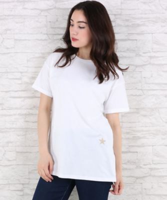 【SALE（伊勢丹）】＜サブストリート マイスタンダード/SAB STREET MY STANDARD＞ 大きいサイズ スター刺しゅうリラックスTシャツ(33-64-0521)(クローバー) オフホワイト(01) 【三越・伊勢丹/公式】