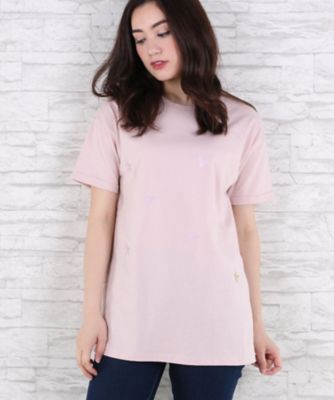 【SALE（伊勢丹）】＜サブストリート マイスタンダード/SAB STREET MY STANDARD＞ 大きいサイズ スター刺しゅうリラックスTシャツ(33-64-0521)(クローバー) ピンク(30) 【三越・伊勢丹/公式】