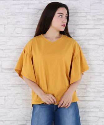 【SALE（伊勢丹）】＜サブストリート マイスタンダード/SAB STREET MY STANDARD＞ 大きいサイズ スリーブデザインカット アンド ソーンプルオーバー(33-64-0607)(クローバープラス) イエロー(50) 【三越・伊勢丹/公式】