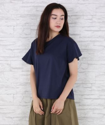 【SALE（伊勢丹）】＜サブストリート マイスタンダード/SAB STREET MY STANDARD＞ 大きいサイズ フレアスリーブVネックコットンプルオーバー(33-64-0619)(クローバープラス) ネイビー(40) 【三越・伊勢丹/公式】
