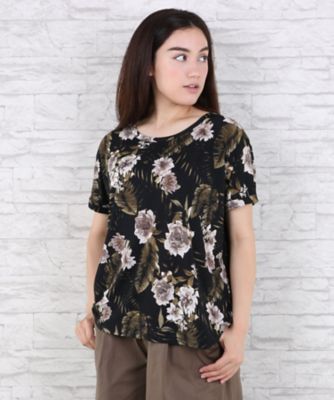 【SALE（伊勢丹）】＜サブストリート マイスタンダード/SAB STREET MY STANDARD＞ 大きいサイズ エスパンディフラワープリントプルオーバー(33-64-0621)(クローバープラス) ブラック(03) 【三越・伊勢丹/公式】