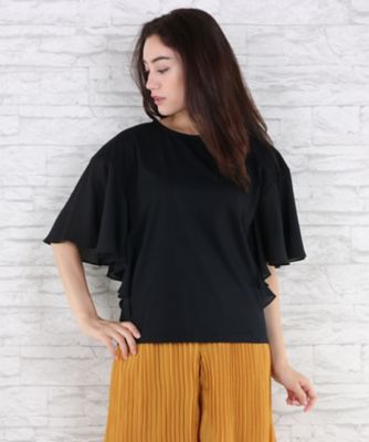 【SALE（伊勢丹）】＜サブストリート マイスタンダード/SAB STREET MY STANDARD＞ 大きいサイズ スリーブシフォンカット アンド ソーン(33-64-0622)(クローバー) ブラック(00) 【三越・伊勢丹/公式】