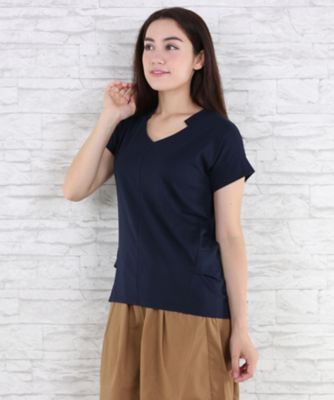 【SALE（伊勢丹）】＜サブストリート マイスタンダード/SAB STREET MY STANDARD＞ 大きいサイズ 裾タックスキッパーカット アンド ソーン(33-64-0646)(クローバー) ネイビー(40) 【三越・伊勢丹/公式】