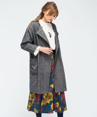 ＜サブストリート マイスタンダード/SAB STREET MY STANDARD＞ 大きいサイズ 綿麻ノーカラーコート(33-71-8921)(クローバー) ブラック(00) 【三越・伊勢丹/公式】