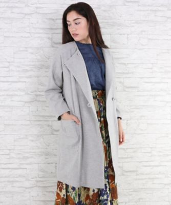 ＜サブストリート マイスタンダード/SAB STREET MY STANDARD＞ 大きいサイズ 綿麻ノーカラーコート(33-71-8922)(クローバープラス) ライトグレー(10) 【三越・伊勢丹/公式】