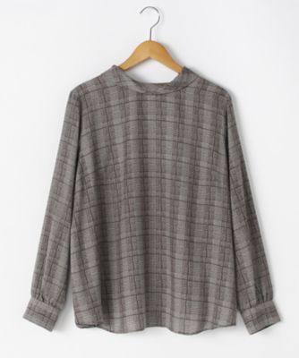 ＜ニューヨーカー/NEWYORKER＞ 大きいサイズ グレンチェックプリントブラウス(59-61-9107*)(クローバープラス) クロ(05) 【三越・伊勢丹/公式】