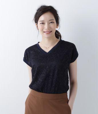 ＜ニューヨーカー/NEWYORKER＞ 大きいサイズ リヨセルコットンスムース汗染防止加工カット アンド ソーン(54-85-9511*)(クローバー) ネイビー(75) 【三越・伊勢丹/公式】