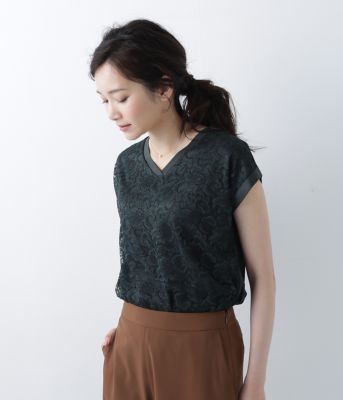 ＜ニューヨーカー/NEWYORKER＞ 大きいサイズ リヨセルコットンスムース汗染防止加工カット アンド ソーン(54-85-9511*)(クローバー) ダークグリーン(65) 【三越・伊勢丹/公式】