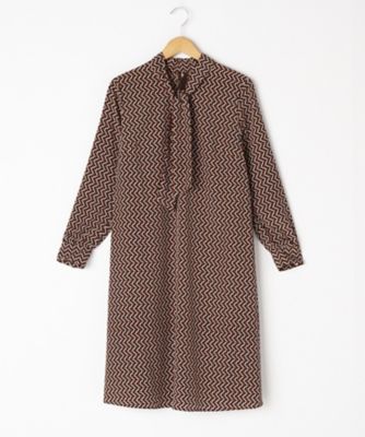 ＜ニューヨーカー/NEWYORKER＞ 大きいサイズ ポリエステルジオメトリックプリントワンピース(59-41-9133)(クローバープラス) コゲチャ(35) 【三越・伊勢丹/公式】
