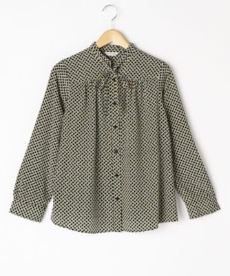 ＜ニューヨーカー/NEWYORKER＞ 大きいサイズ ポリエステルジオメトリックプリントブラウス(59-61-9133)(クローバープラス) ネイビー(75) 【三越・伊勢丹/公式】