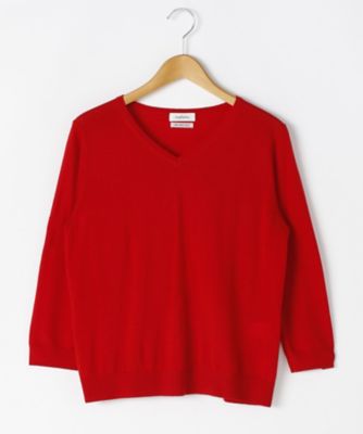 ＜ニューヨーカー/NEWYORKER＞ 大きいサイズ キャッシュウールVネックニット(59-72-9711*)(クローバープラス) アカ(10) 【三越・伊勢丹/公式】