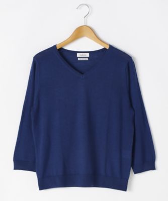 ＜ニューヨーカー/NEWYORKER＞ 大きいサイズ キャッシュウールVネックニット(59-72-9711*)(クローバープラス) アオ(70) 【三越・伊勢丹/公式】