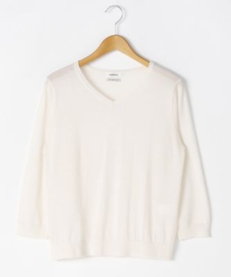 ＜ニューヨーカー/NEWYORKER＞ 大きいサイズ キャッシュウールVネックニット(59-72-9711*)(クローバープラス) シロ(01) 【三越・伊勢丹/公式】