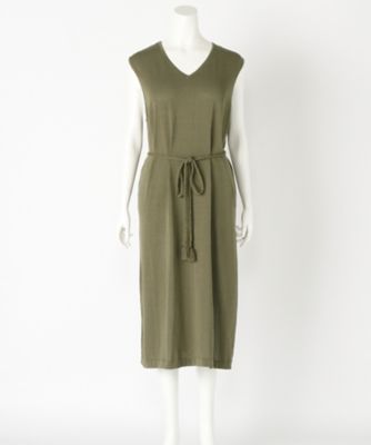 【SALE（伊勢丹）】＜SUPERIOR CLOSET L＞ 大きいサイズ レースアップロングニットワンピース(75-72172401)(クローバープラス) カーキ(53) 【三越・伊勢丹/公式】