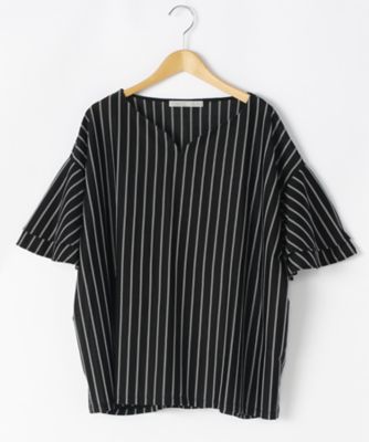 【SALE（伊勢丹）】＜ef-de L＞ 大きいサイズ ボーダーシャツ(55-73190418)(クローバープラス) クロ(10) 【三越・伊勢丹/公式】