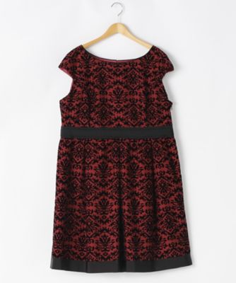 ＜ef-de L＞ 大きいサイズ フロッキーシャンタン ドレス(55-73121410)(クローバープラス) ワイン(35) 【三越・伊勢丹/公式】