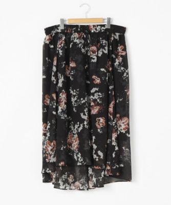 ＜SUPERIOR CLOSET L＞ 大きいサイズ 花柄プリントスカート(7573152427)(クローバープラス) クロ(10) 【三越・伊勢丹/公式】
