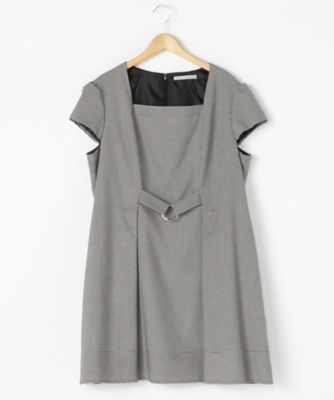 ＜ef-de L＞ 大きいサイズ 先染めTRストレッチ ドレス(55-73121427)(クローバープラス) チドリ(94) 【三越・伊勢丹/公式】