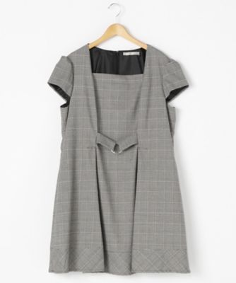 ＜ef-de L＞ 大きいサイズ 先染めTRストレッチ ドレス(55-73121427)(クローバープラス) グレンチェック(95) 【三越・伊勢丹/公式】