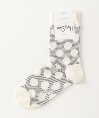 ＜ハッピーソックス/Happy Socks＞ レギュラーソックス(605003) 010・ホワイト／ボーダー 【三越・伊勢丹/公式】