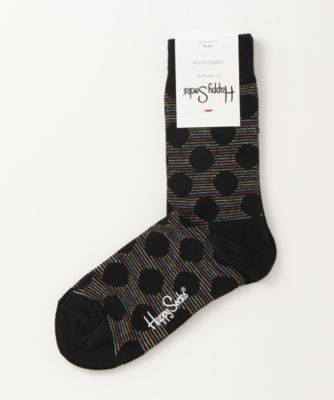 ＜ハッピーソックス/Happy Socks＞ レギュラーソックス(605003) 077・ブラック／ボーダー 【三越・伊勢丹/公式】