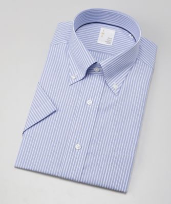 【SALE（三越）】＜イムズ/IMZ＞ 【S】形態安定/ボタンダウン/ストライプ柄/半袖シャツ(ZMN624-450) 450・ブルー 【三越・伊勢丹/公式】