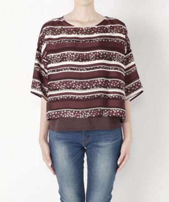 【SALE（三越）】＜ensuite＞ モチーフボーダー(5407320007) ワイン(78) 【三越・伊勢丹/公式】