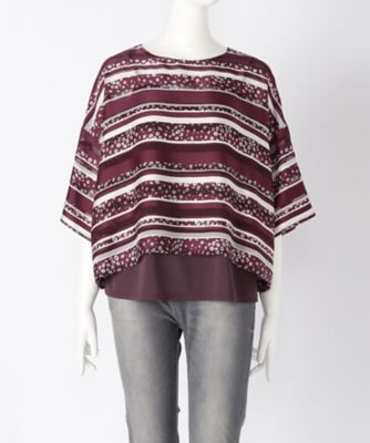 【SALE（伊勢丹）】＜ensuite＞ 大きいサイズ モチーフボーダーブラウス(5417320007)(クローバー) レッド(78*) 【三越・伊勢丹/公式】