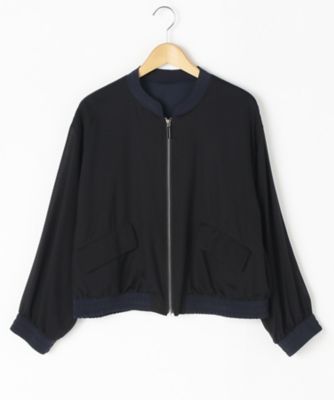 ＜ensuite＞ 大きいサイズ キュプラ強撚ブルゾン(5417404001)(クローバー) ネービー(39*) 【三越・伊勢丹/公式】