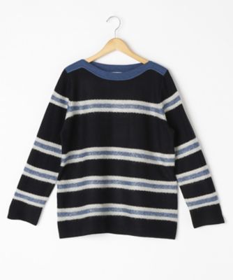 ＜ensuite＞ 大きいサイズ ヘリンボーンラメニット(5417460102)(クローバー) ネービー(39*) 【三越・伊勢丹/公式】