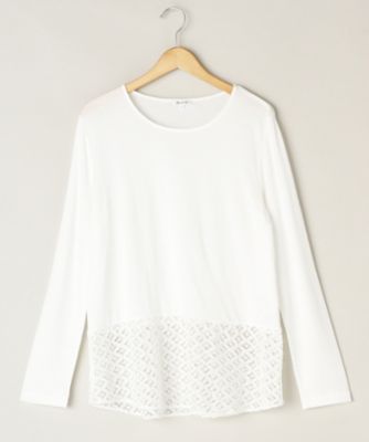 ＜ensuite＞ 大きいサイズ ベアスムースレースカット アンド ソーン(5417470209)(クローバー) オフホワイト(91*) 【三越・伊勢丹/公式】