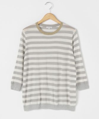 ＜ensuite＞ 大きいサイズ WINラメボーダーニットプルオーバー(5417460051)(クローバー) グレー(93*) 【三越・伊勢丹/公式】