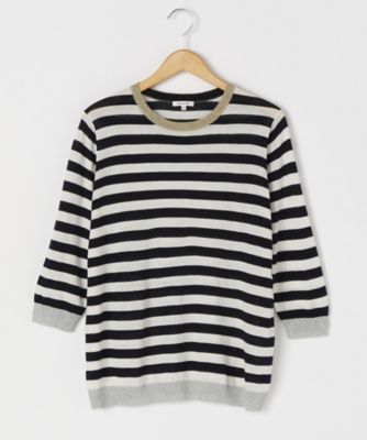 ＜ensuite＞ 大きいサイズ WINラメボーダーニットプルオーバー(5417460051)(クローバー) ネービー(39*) 【三越・伊勢丹/公式】