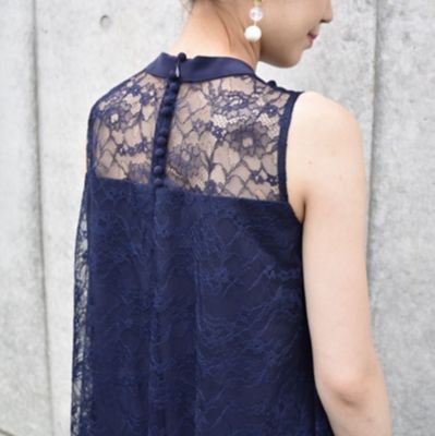 ＜Kaene＞ 総レースAラインワンピース(001399) navy(5navy) 【三越・伊勢丹/公式】